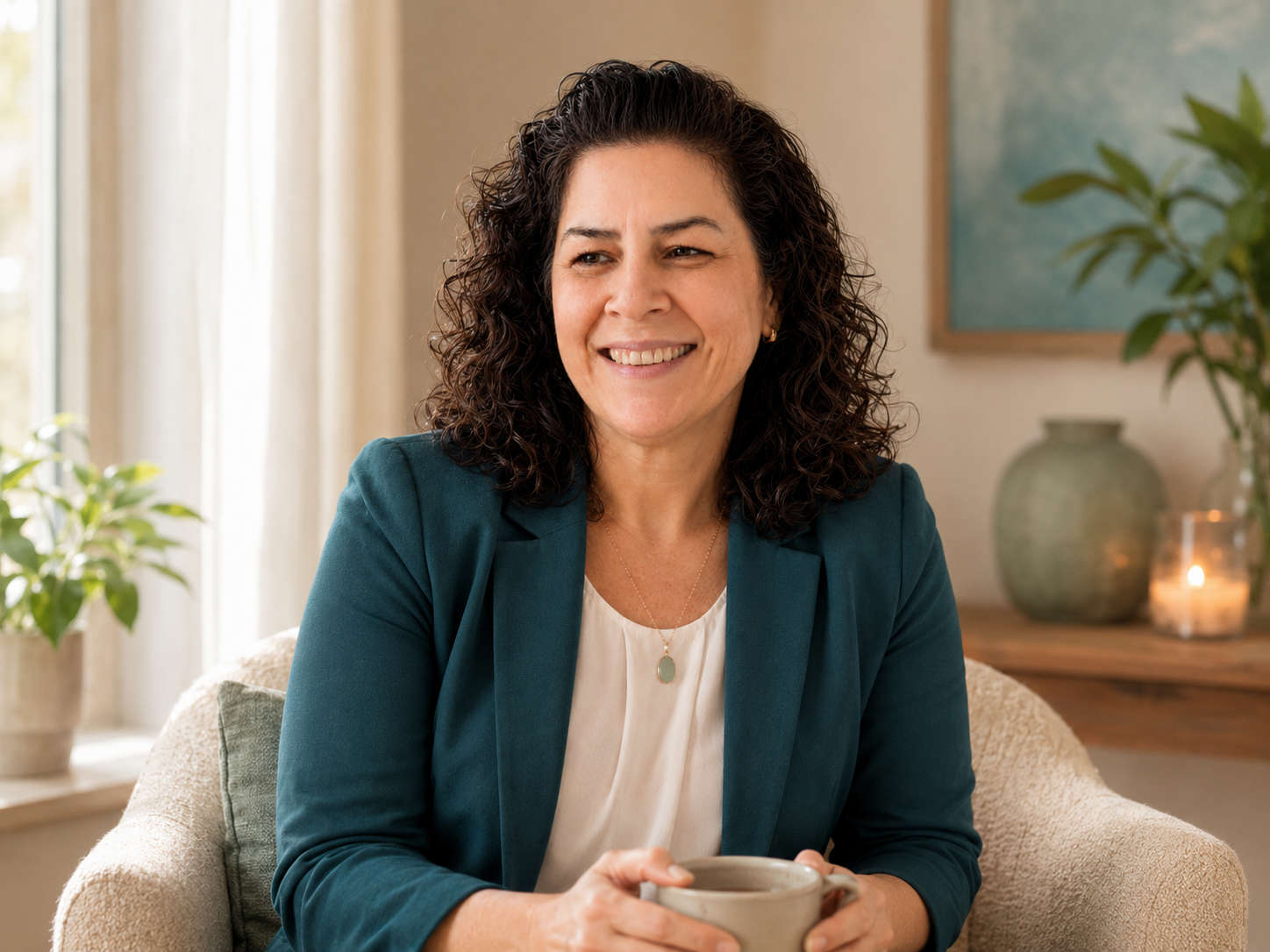 Ida Vaz Machado em atendimento individual acolhedor sobre saúde mental em ambiente sereno
