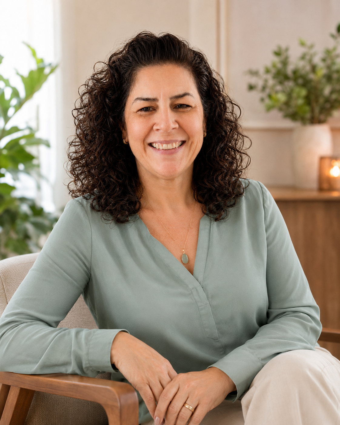 Ida Vaz Machado, Enfermeira Especialista em Saúde Mental, em um ambiente acolhedor e sereno