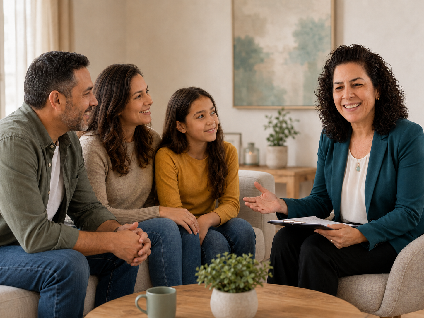 Ida Vaz Machado em orientação para famílias, em conversa acolhedora com família atendida